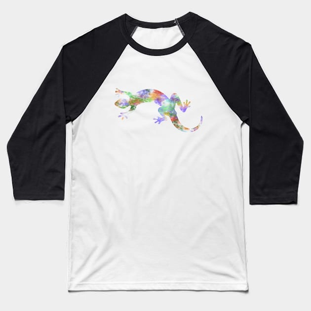 Chameleon Lizard Abstract Pattern Silhouette Art Baseball T-Shirt by Mazz M